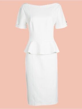 Burberry | White Peplum Midi Dress, 6